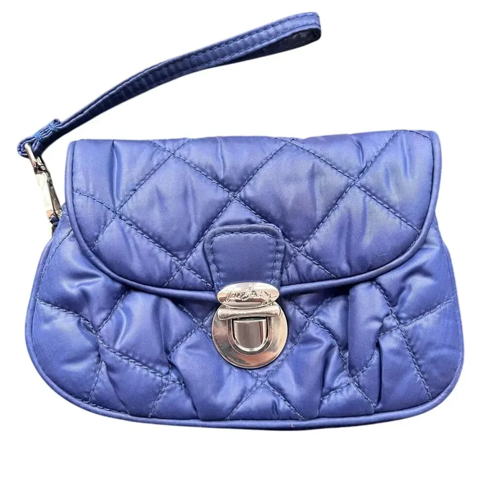 Vera Bradley Quilted Puffy Blue Wallet Wristlet Mini Bag Preppy Twee